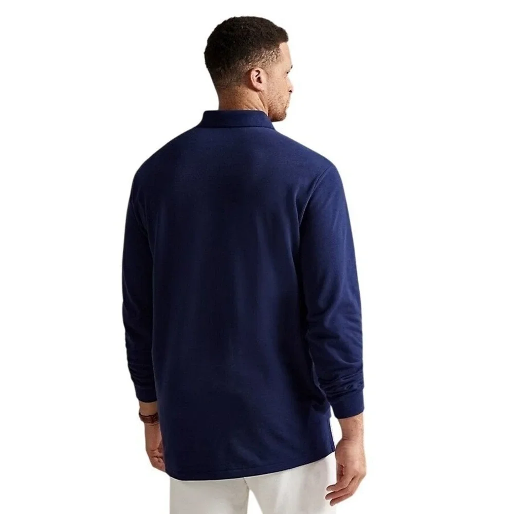 NWT Polo Ralph Lauren Mens Long Sleeve Polo Shirt Navy Blue Red Pony Mesh 2XL‎